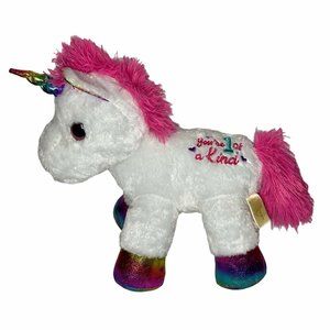 Dan Dee Unicorn Plush 12" White Rainbow "You're 1 Of A Kind" Embroidered on Top